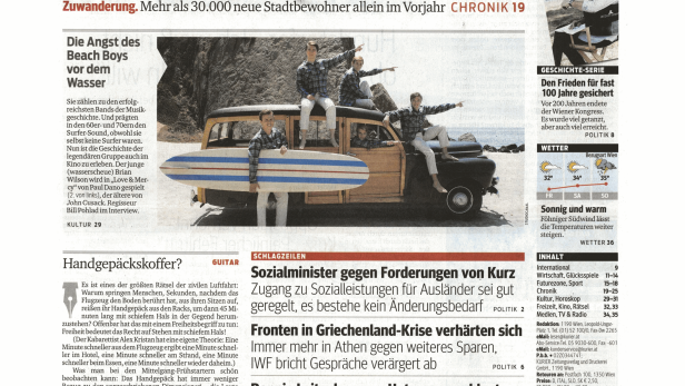 Schlagzeile vom 12.06.2015Rasantes Wachstum bringt Wiens Finanzen unter DruckKurier