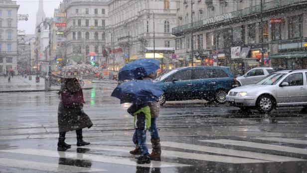 Erster Schneefall in Wien in diesem Winter.
