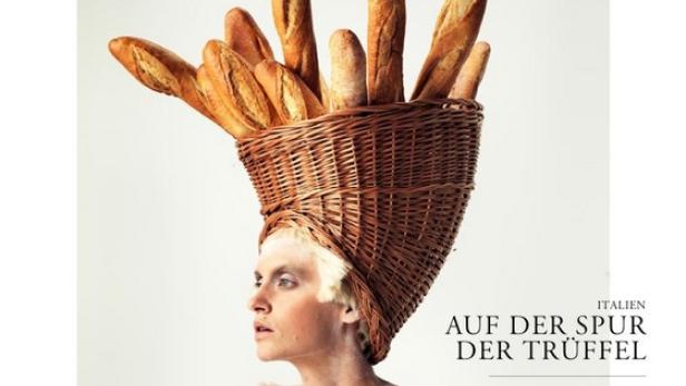 Das Cover des „MaG“-Gourmetmagazins zeigt eine Frau mit einem Brotkorb als Kopfbedeckung.