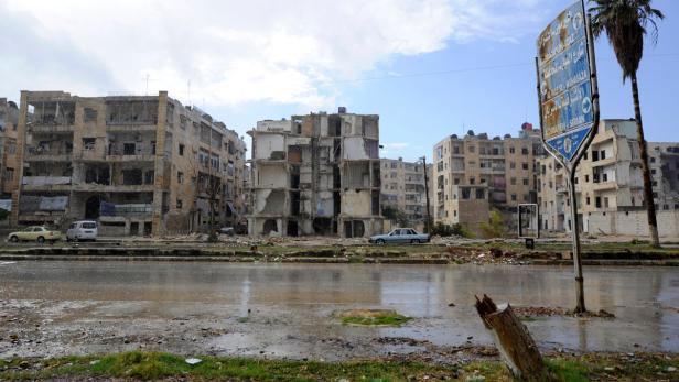 Beschädigte Gebäude in Aleppo