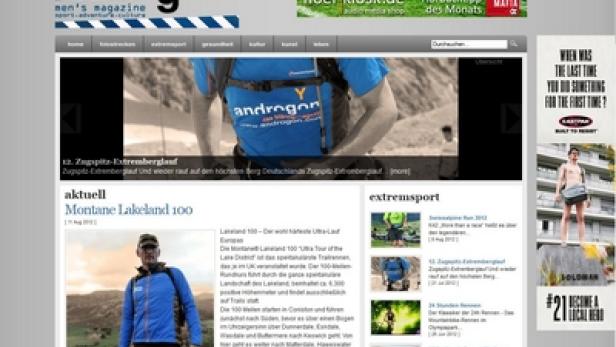 Screenshot der Website des „Androgon“ Männermagazins.