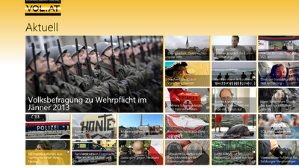 Ein Screenshot der VOL.AT Webseite mit verschiedenen Nachrichtenartikeln.
