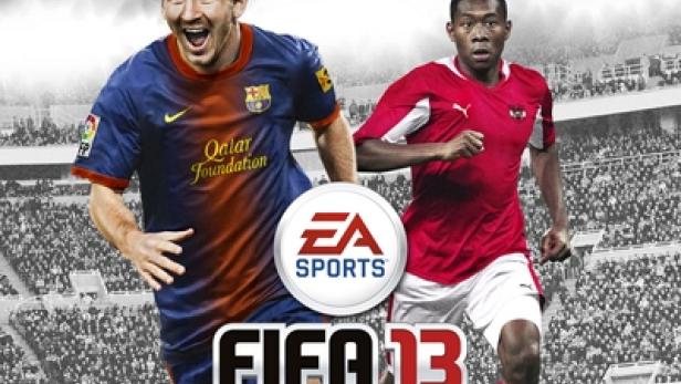 Das Cover von FIFA 13 für die PlayStation 3 mit Lionel Messi und David Alaba.