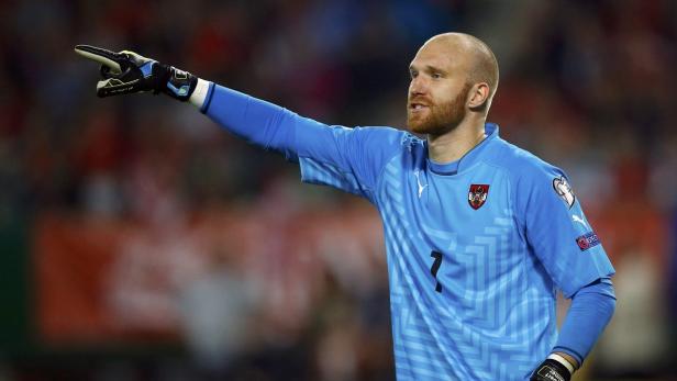 Goalkeeper Almer of Austria reacts during their Eu