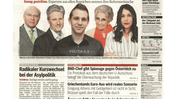 Schlagzeile vom 13.06.2015Liebe Regierende, fangt endlich an zu arbeiten!Kurier
