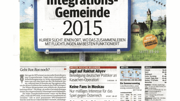 Schlagzeile vom 14.06.2015Integrations-Gemeinde 2015Kurier