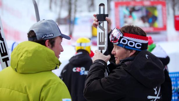 Olympia 2014, Herren, Skiweltcup .Bild zeigt Aksel Lund Svindal, Rainer Salzgeber . .copyright Stefan Sigwarth, Tel. 43/676/722 37 47.Bankverbindung: Sparkasse Hochschwarzwald.BIC SOLADES1HSW.IBAN DE35 6805 1004 0005 1525 25.