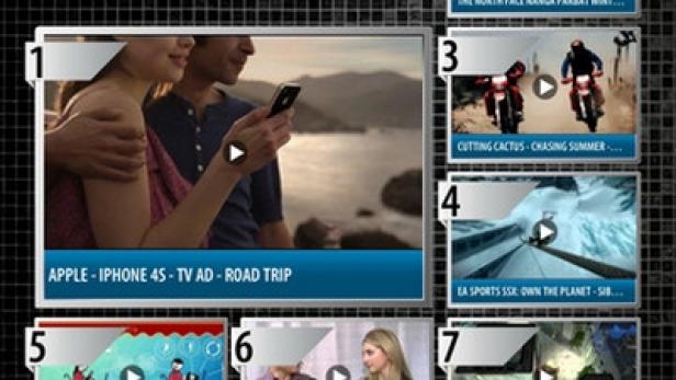 Ein Screenshot der Ebuzzing-App auf einem iPad mit verschiedenen Video-Vorschauen.