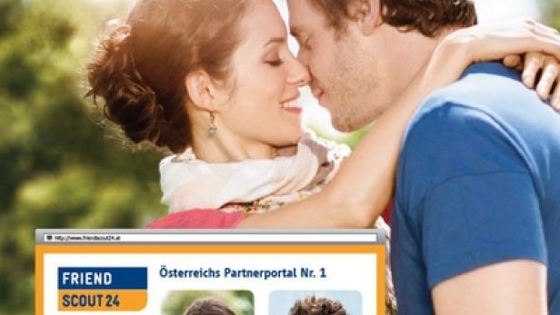 Ein Paar umarmt sich; Werbung für die Partnerbörse Friendscout24.