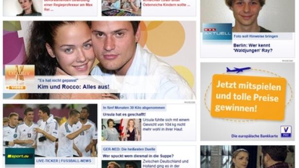 Screenshot der RTL-Website mit verschiedenen Nachrichten und Programmhinweisen.