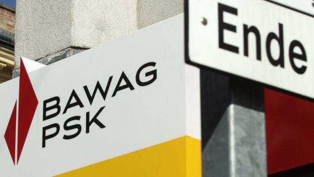 The logo of Austrian lender BAWAG PSK is pictured next to a traffic sign at a branch office in Vienna September 18, 2012. BAWAG PSK, a unit of Cerberus Capital Management, plans to cut 700 jobs, a fifth of its staff, the Wiener Zeitung newspaper reported on Wednesday, citing unidentified insiders. &quot;Ende&quot; reads &quot;End&quot;. REUTERS/Heinz-Peter Bader (AUSTRIA - Tags: BUSINESS EMPLOYMENT)