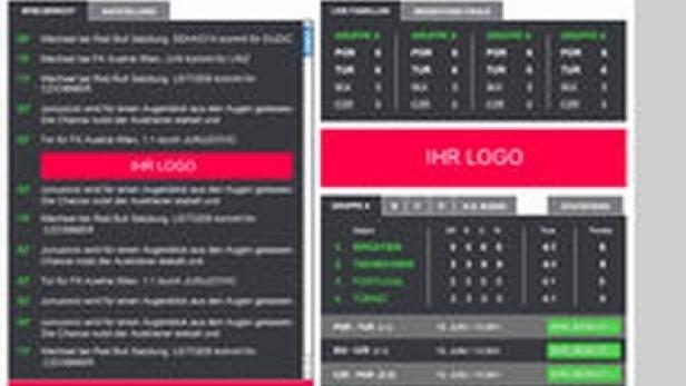 Screenshot einer Webseite mit Ergebnissen der UEFA Euro 2012, England gegen Frankreich 1:3.