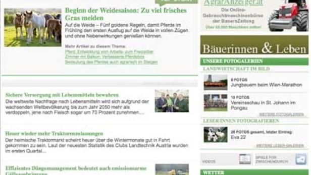 Die Webseite der BauernZeitung.at mit Artikeln zu Landwirtschaft, Politik und Technik.