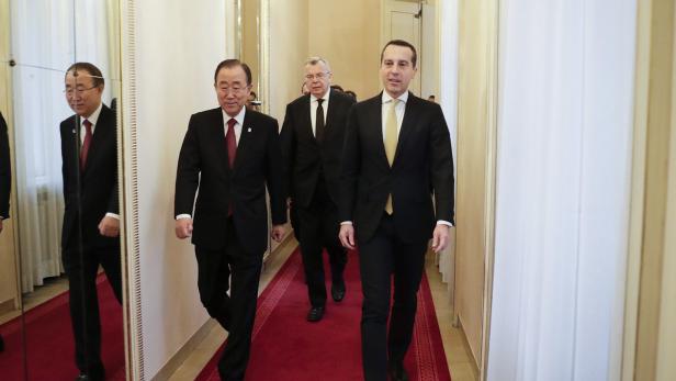 Un-Generalsekretär Ban ki-moon und Bundeskanzler Christian Kern.