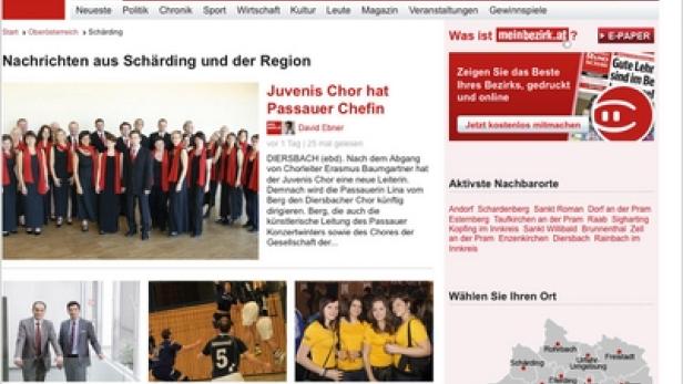 Eine Webseite von meinbezirk.at mit Nachrichten aus Schärding und der Region.