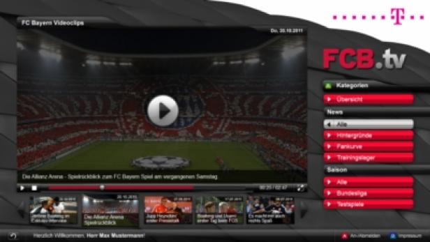 Ein Screenshot von FCB.tv, dem Videoportal des FC Bayern München.