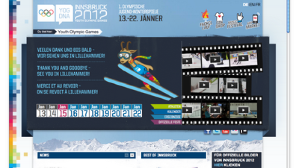 Die Webseite der Olympischen Jugend-Winterspiele 2012 in Innsbruck.