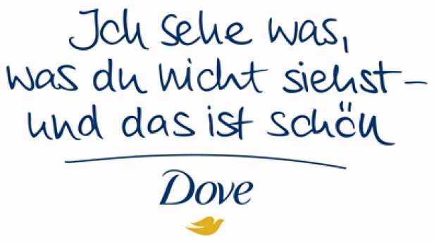 Ein Dove-Werbebild mit dem Slogan „Ich sehe was, was du nicht siehst – und das ist schön“.