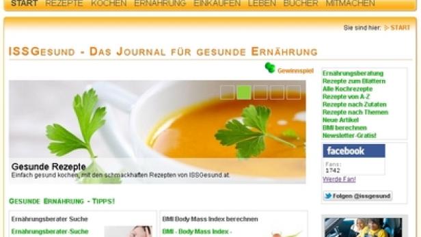 Die Webseite ISSGesund, ein Online-Journal für gesunde Ernährung, wird gezeigt.