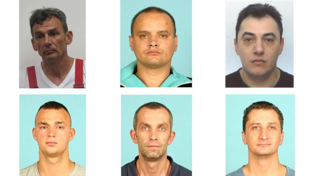 Die Polizei hat Bilder der sechs mutmaßlichen Einbrecher veröffentlicht, um eventuell weitere Straftaten festzustellen.
