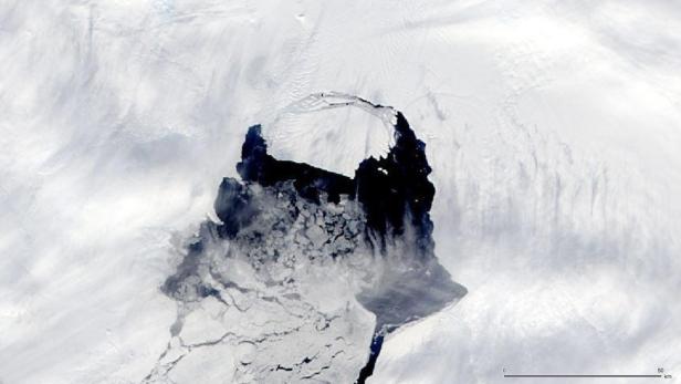 Ein Bild der NASA zeigt die Größe des Eisberges.