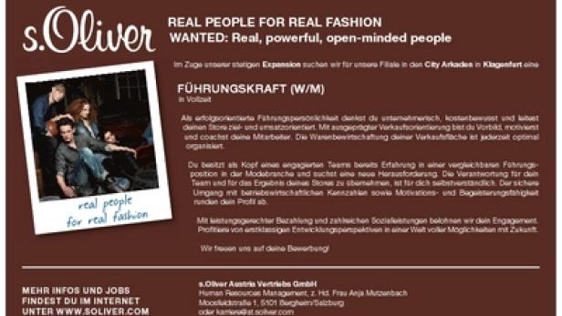 Kleine Zeitung - Job &amp; Karriere Award - Stellenanzeige - s.Oliver - Imagekaiser