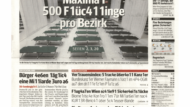 Schlagzeile vom 20.06.2015Maximal 1500 Flüchtlinge pro BezirkKurier
