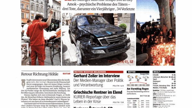 Schlagzeile vom 21.06.2015Anatomie einer „Wahnsinnstat“Kurier