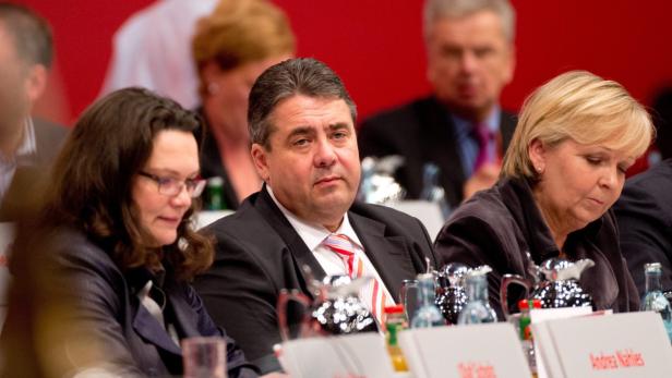 Viel Unmut schlug Andrea Nahles, Sigmar Gabriel und Hannelore Kraft auf dem SPD-Parteitag entgegen.