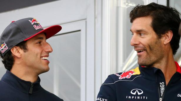 Mark Webber (re.) mit seinem möglichen Nachfolger Daniel Ricciardo.