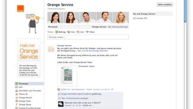 Ein Screenshot der Facebook-Seite von Orange Service.