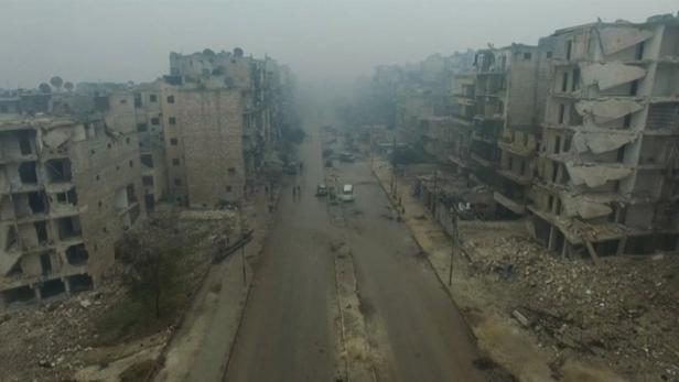 A still image from video taken December 13, 2016 o Das vom Krieg zerstörte Aleppo