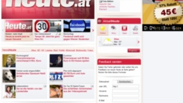 Die Webseite der österreichischen Nachrichtenseite Heute.at.