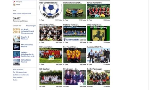 Ein Facebook-Post von Sports Experts zum Thema Teamsponsoring mit Fußballbezug.