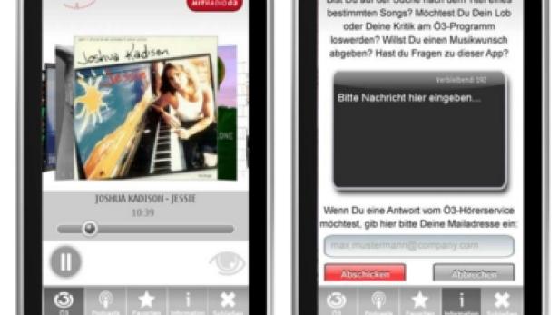 Auf einem Nokia X7 Smartphone läuft die Hitradio 03 App mit dem Album „Jessie“ von Joshua Kadison.