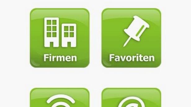 Screenshot der Startseite der Karriere.at-App mit verschiedenen Icons für Jobs, Firmen und News.