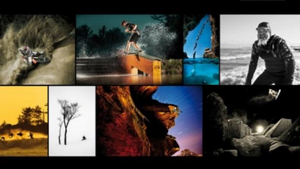 Collage verschiedener Action- und Landschaftsaufnahmen, präsentiert von Red Bull Illume.