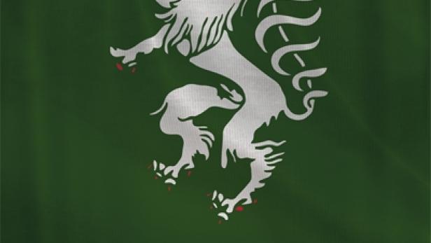 Ein Wahlplakat für „Arnold 2011“ mit einem stilisierten Drachen und den Farben Österreichs.
