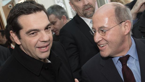Der griechische Regierungschef Alexis Tsipras (l) und Gregor Gysi.