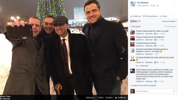 Screenshot Facebook Strache, Vilimsky, Hofer, Gudenus, Moskau