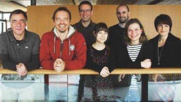 Mehr als drei aber auch nicht alle die3er: Andreas Gorbach, Mario Lorenz, Stephan Feichtinger, Sascha Grabherr, Petra Grass, Sabine Maurer (c: die3)