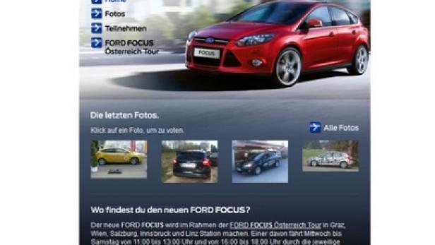 Werbung für einen Ford Focus Fotowettbewerb in Österreich.