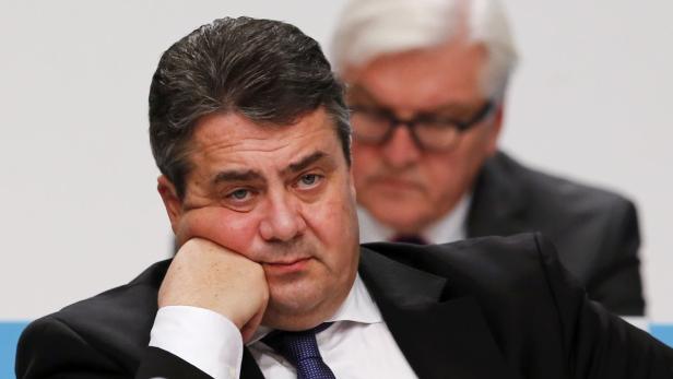 Sigmar Gabriel nach Bekanntgabe des Resultats.