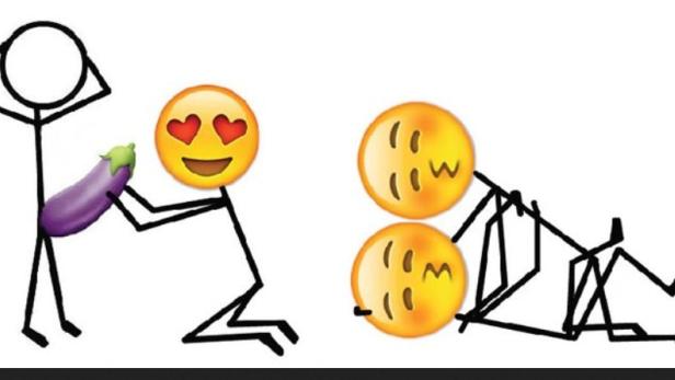 Eine Reihe von Strichmännchen mit Emoji-Gesichtern in verschiedenen Posen.