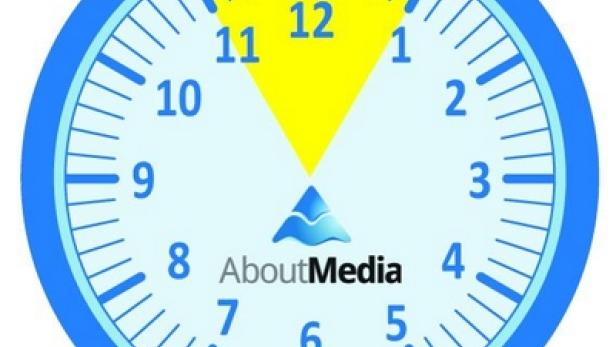 Eine blaue Uhr zeigt kurz vor 12 Uhr an.