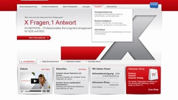 Die Webseite der Schober Group mit Informationen zu Kampagnenmanagement und Adresslösungen.