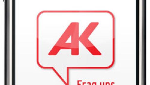 Ein iPhone zeigt die „Frag uns AK“-App.