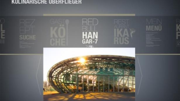 Der Red Bull Hangar-7, eine architektonisch auffällige Konstruktion, im Sonnenlicht.
