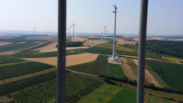 Blick auf den Windpark Poysdorf-Wilfersdorf in Niederösterreich.