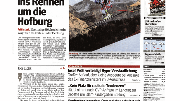 Schlagzeile vom 18.12.2015Griss geht ins Rennen um die HofburgKurier